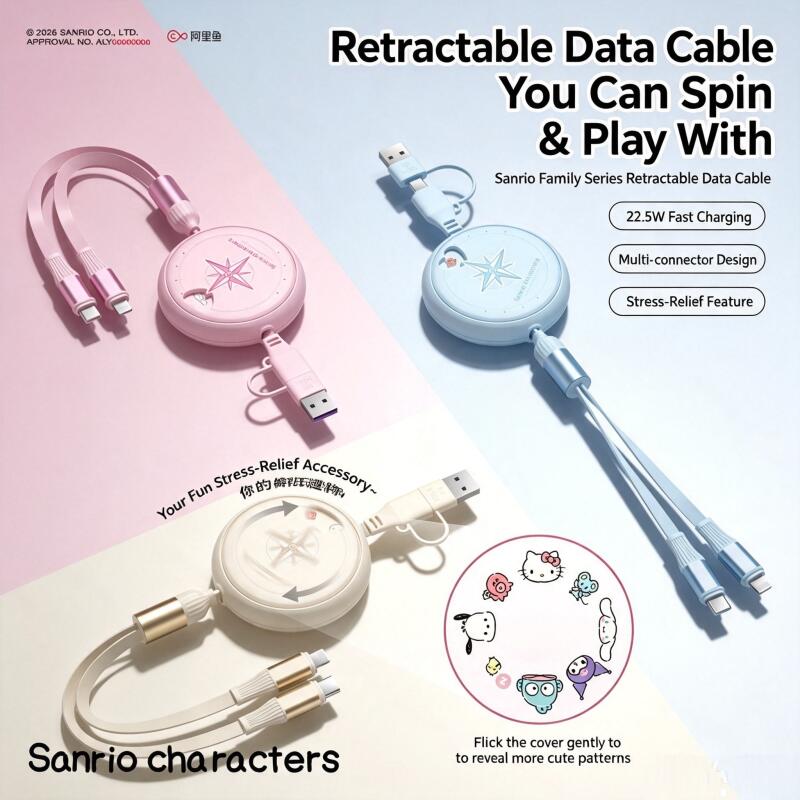 Usb Data Cable - Câble de données rétractable Sanrio 22,5