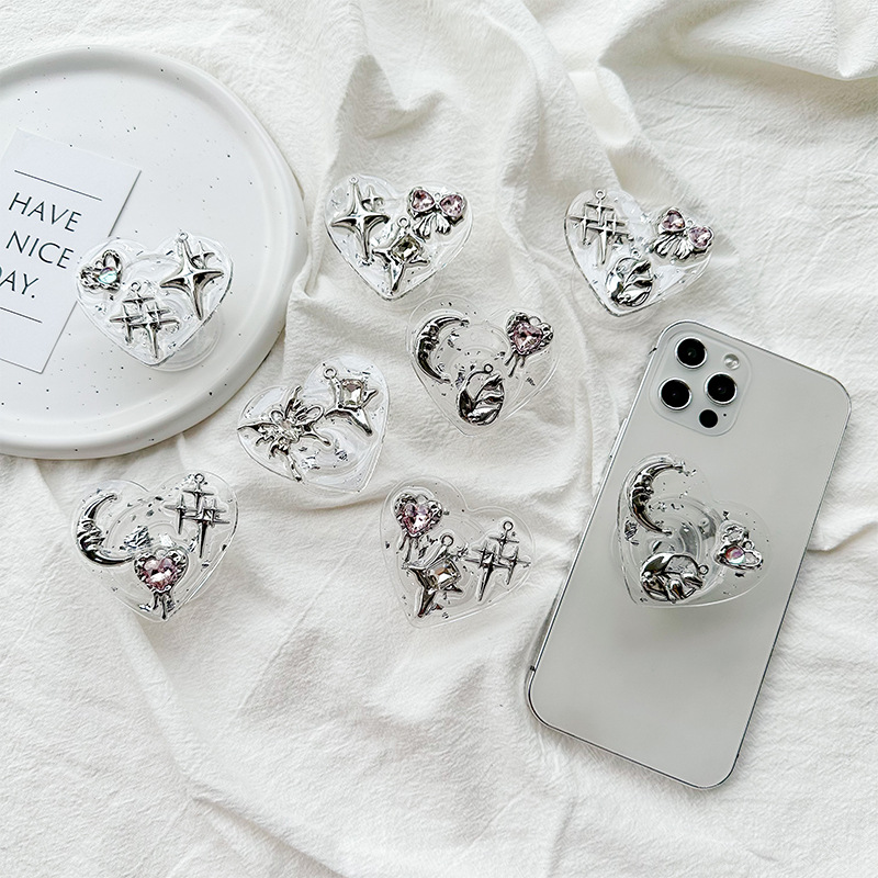Phone Accessories For Girls - Support de téléphone adhésif transparent Y2K