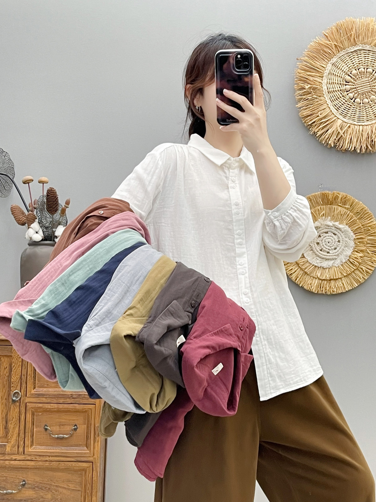 Phone Accessories On Top - Chemise boutonnée à manches longues pour