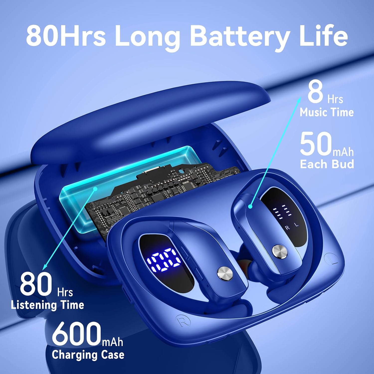 Écouteurs sans fil avec 80h d' - Wireless Earbuds Case avis et prix